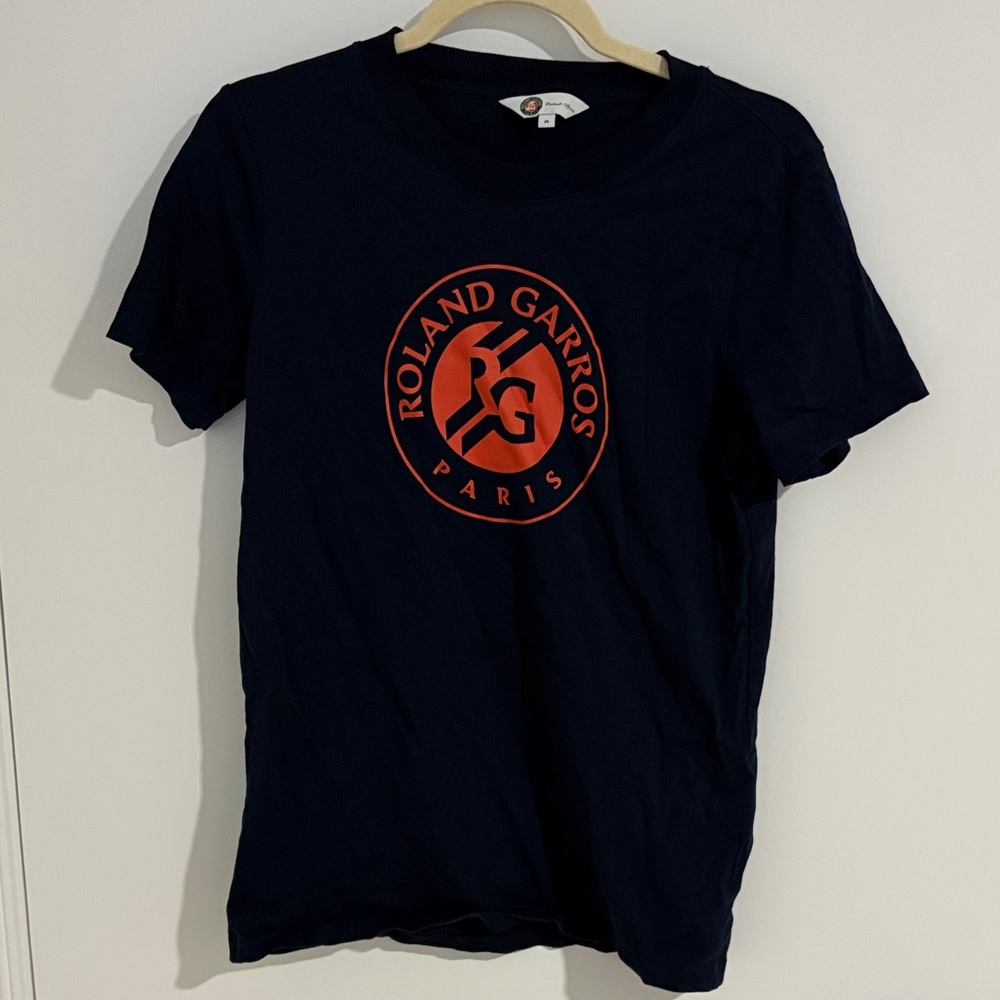 Roland Garros Paris Navy Tee with Orange Logo